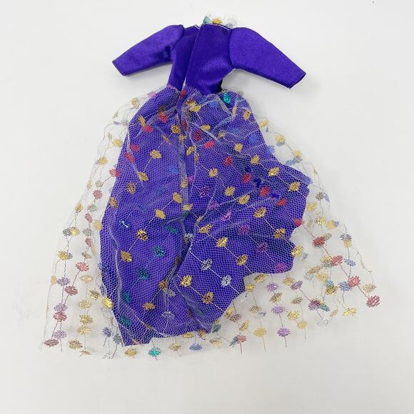 Vintage Barbie Doll Purple Tulle Dress, 90s - Picture 3 of 5